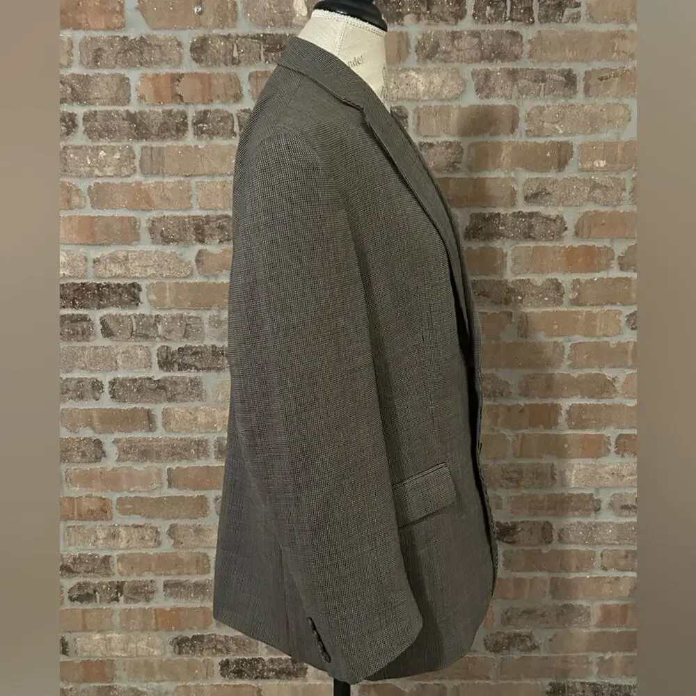 Lauren Ralph Lauren gray tan 100% wool sports coat blazer jacket plaid size 40R